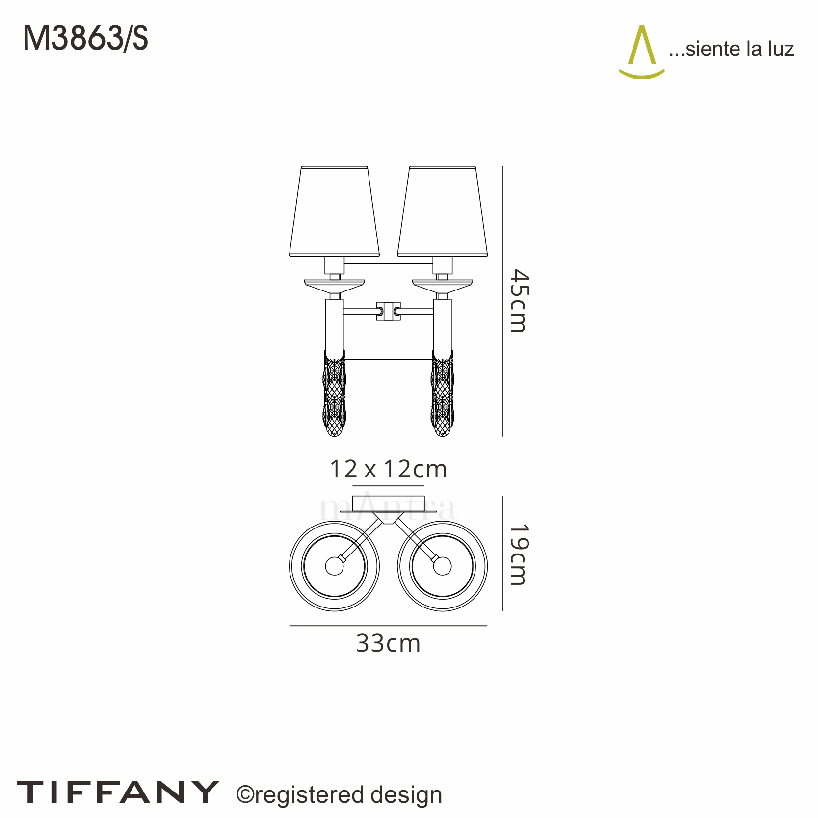 Tiffany Polished Chrome-Soft Bronze Crystal Wall Lights Mantra Shaded Wall Lights